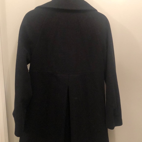 Tahari wool black womens coat with ruffle collar - Picture 3 of 8
